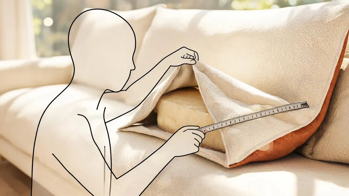 Measuring an old cushion cover seam to seam