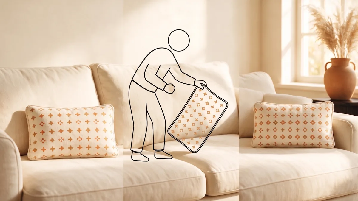 Flipping a reversible cushion from front to back