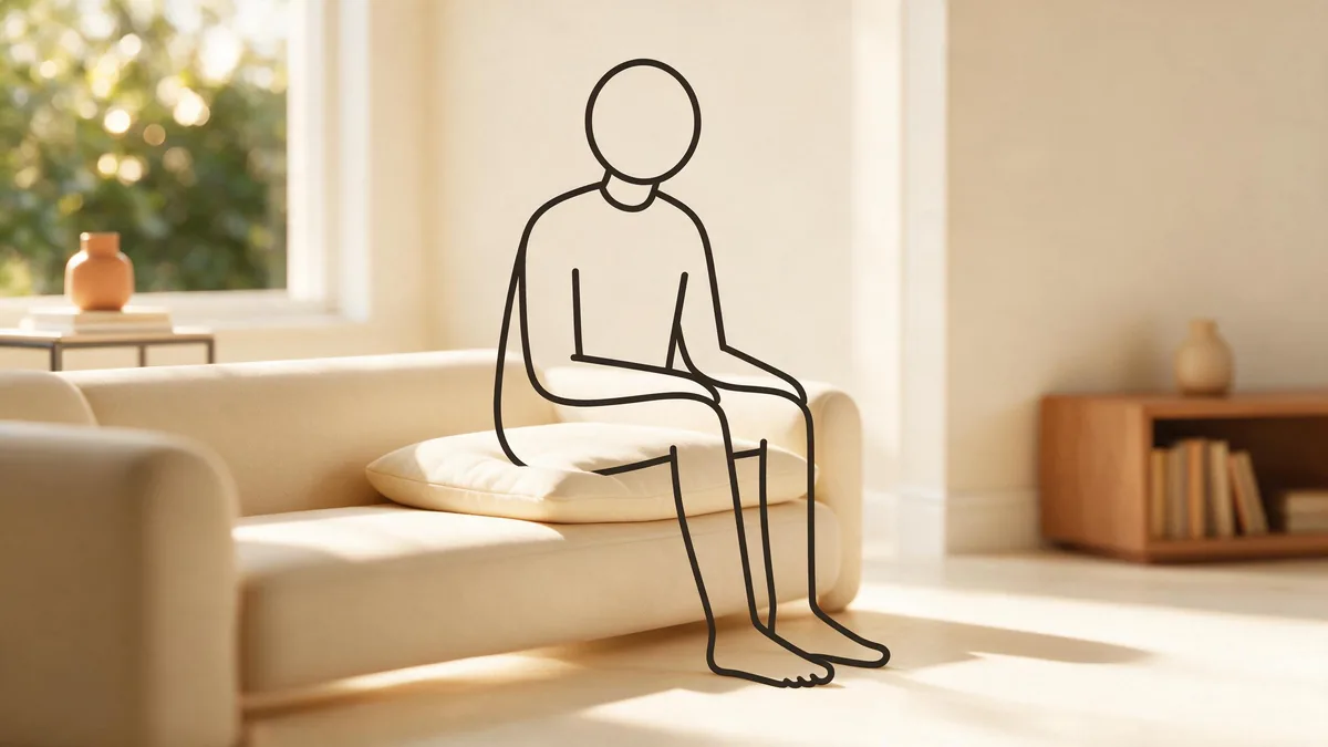 Sitting on a cushion with feet still touching the floor