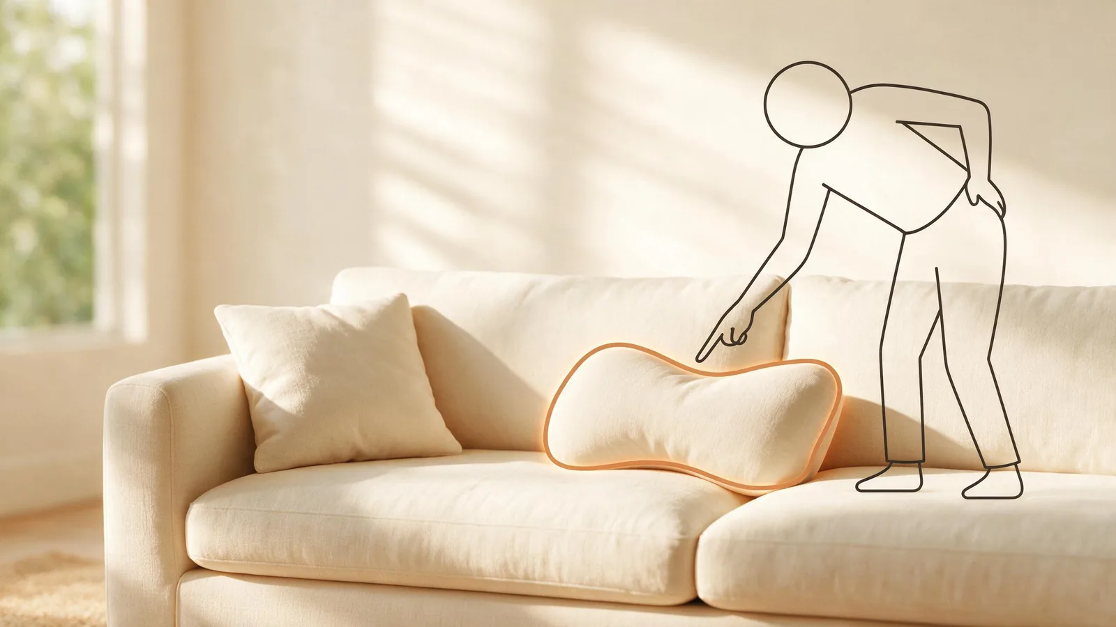 Measuring an irregular curved cushion with a template
