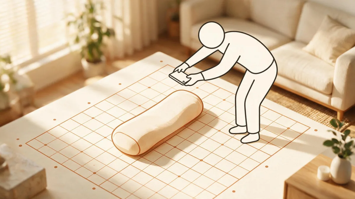 Photographing a cushion straight from above for a projection template